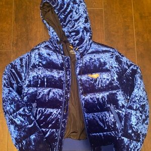 Royal Blue Pony x Forever 21 velour puffer jacket